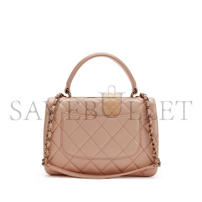 CHANEL QUILTED LAMBSKIN SMALL TRENDY CC TOP HANDLE FLAP BAG GOLD HARDWARE  (25*17*9cm) 